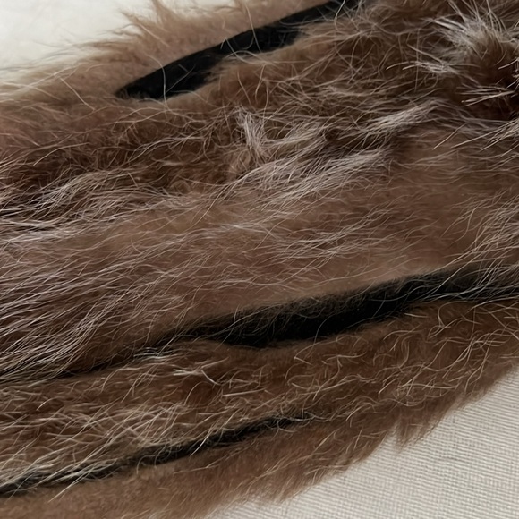 Furvien Paris Vintage Authentic Racoon Fur Brown Short w/Leather Trim Size L - Picture 16 of 16